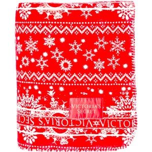 Victoria’s Secret Red Fair Isle Snowflake Fleece Blanket